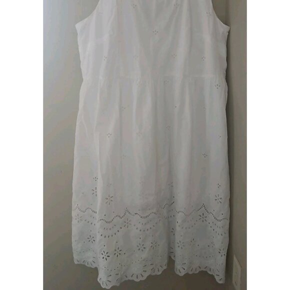 Talbots Plus Eyelet Border Sleeveless Square Neck Midi Dress Size 24W White - Picture 3 of 12